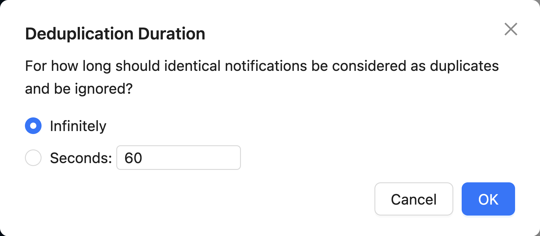 Pingram dashboard interface showing deduplication feature settings and configuration